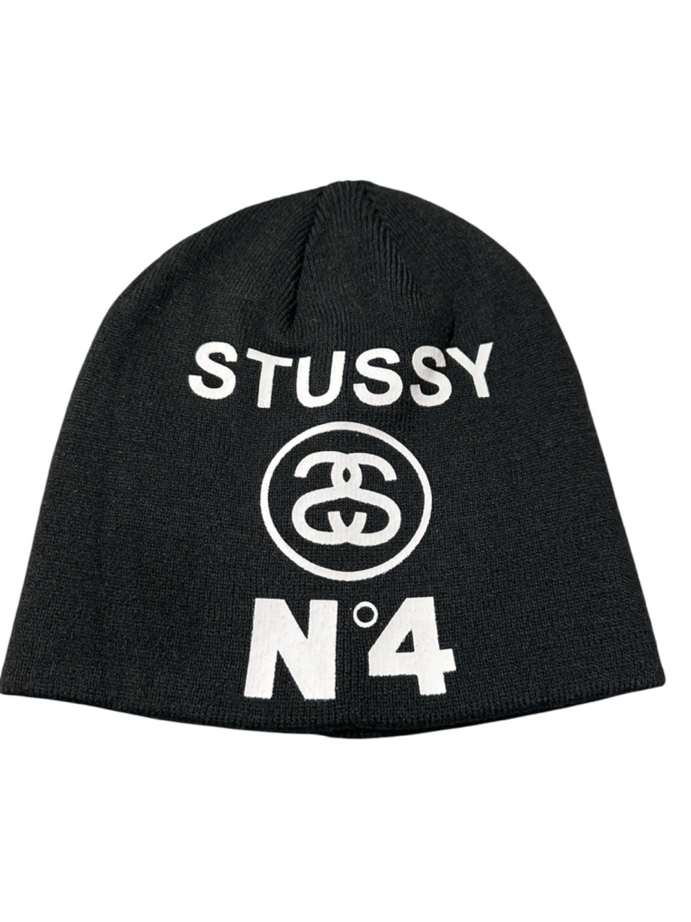 Stussy No.4 Skullcap Beanie Black White Logo OS Streetwear